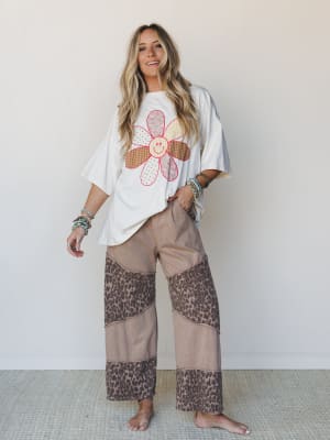 Milana Leopard Print Wide Leg Pants - Latte S / Latte