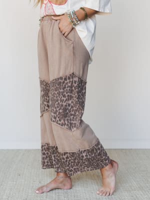 Milana Leopard Print Wide Leg Pants - Latte S / Latte