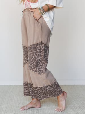 Milana Leopard Print Wide Leg Pants - Latte S / Latte