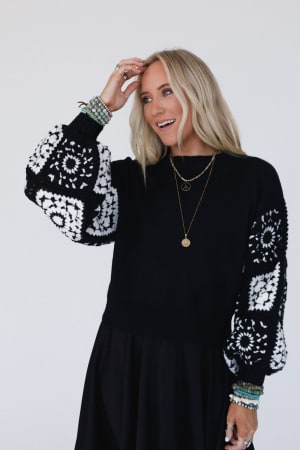 Soulful Stitch Crochet Sweater: undefined