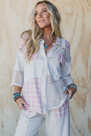Lost In Love Button Down Top: undefined