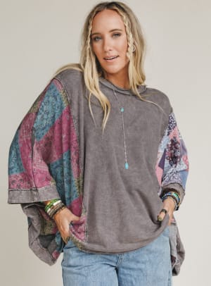 Stone Petal Mix Print Top: undefined