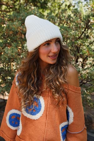 maybelle-waffle-beanie-ivory/Ivory