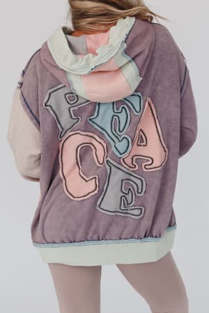 back view of the Peace Out Boho Hoodie in Blue from Three Bird Nest