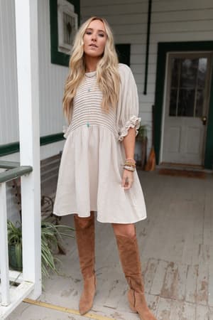 quinn-puff-sleeve-dress-natural/Natural