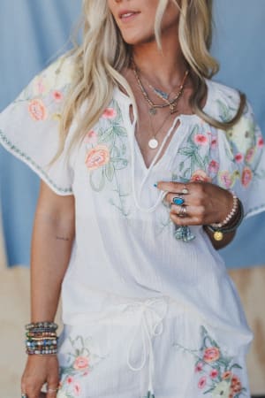 Perrin Floral Embroidered Top: undefined