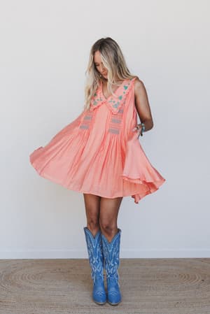 Lyona Embroidered Dress: undefined