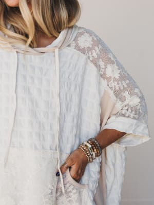 Radiant Wish Embroidered Hoodie Top: undefined