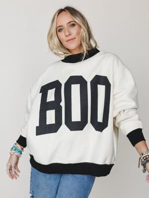 Boo Crew Neck Sweater: Ivory
