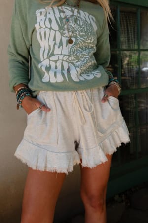 Frenchie Raw Edge Shorts: undefined