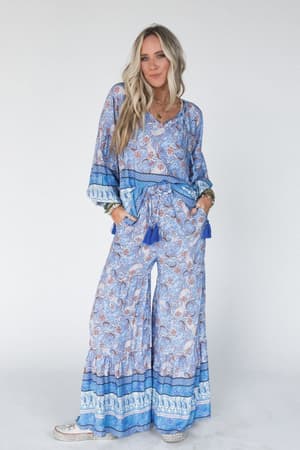 the-nest-lani-wide-leg-pants-blue-border-print/Blue Multi