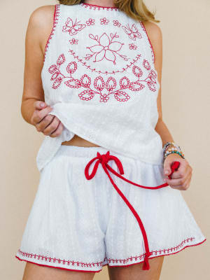 Dreaming of Islands Embroidered Shorts: undefined