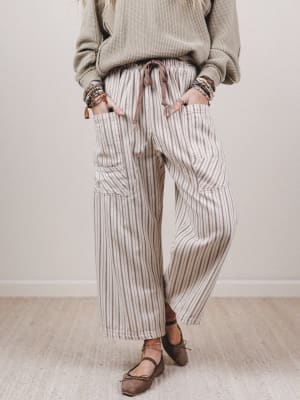Percy Striped Barrel Jeans: undefined