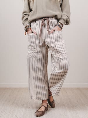 Percy Striped Barrel Jeans: undefined
