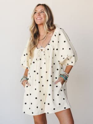 Honey Flower Polka Dot Romper: undefined