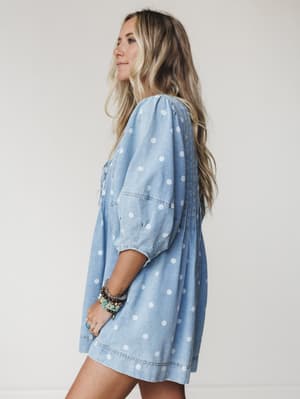 Spotted in Cuteness Denim Romper - Light Denim S / Light Denim