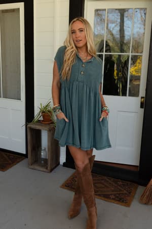 sweet-nothings-baby-doll-dress-teal/Teal