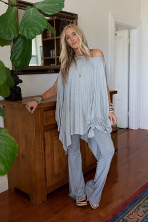 wren-tunic-and-cher-flare-set-heather-gray/Heather Gray