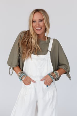 little-lark-puff-sleeve-tee-olive/Olive