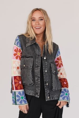 Dahlia Sweater Denim Jacket: undefined