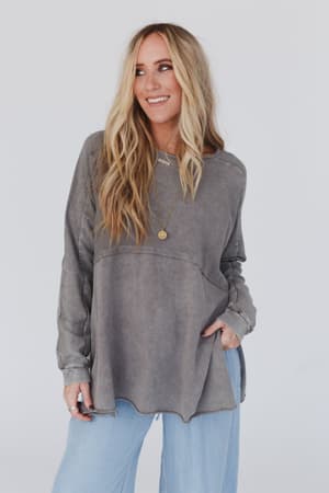 Time Off Terry Knit Pullover Top: undefined