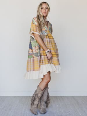 Golden Gaze Dress - Mustard XL / Mustard