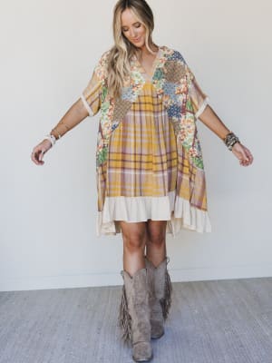 Golden Gaze Dress - Mustard XL / Mustard