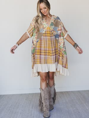 Golden Gaze Dress - Mustard XL / Mustard