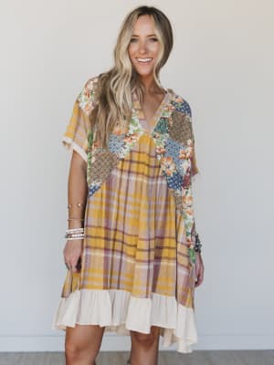 Golden Gaze Dress - Mustard XL / Mustard