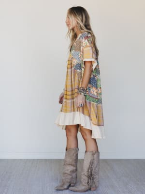 Golden Gaze Dress - Mustard XL / Mustard