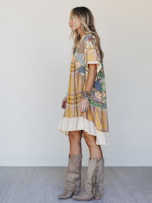 Golden Gaze Dress - Mustard XL / Mustard
