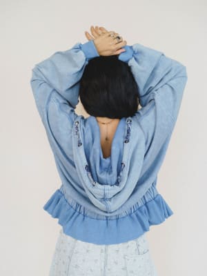 Wistful In Ruffles Zip Up Hooded Jacket: undefined