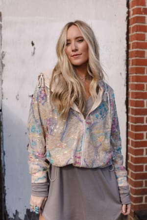 Living It Up Sequin Hoodie Jacket: undefined