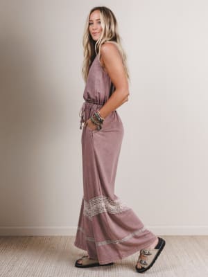 Country Sunshine Crochet Wide Leg Jumpsuit: undefined