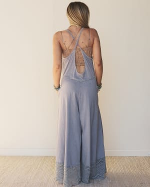 Free Bird Feeling Wide Leg Jumpsuit - Dolphin XL / Dolphin