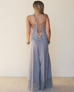 Free Bird Feeling Wide Leg Jumpsuit - Dolphin XL / Dolphin