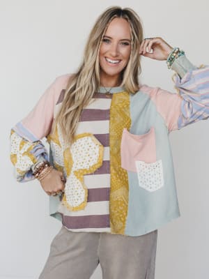 Daisy Darling Patchwork Top: undefined