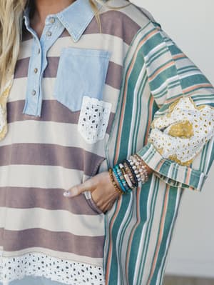 Daisy Darling Collared Top - Taupe Green XL / Taupe Green