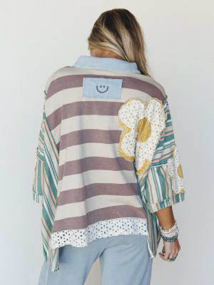 Daisy Darling Collared Top - Taupe Green XL / Taupe Green