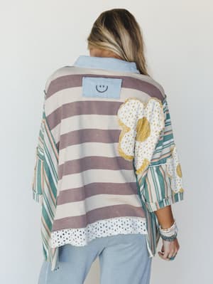 Daisy Darling Collared Top - Taupe Green XL / Taupe Green