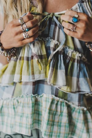 clover-stitch-plaid-top-green/Green