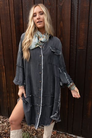 Ophelia Oversized Denim Dress: undefined