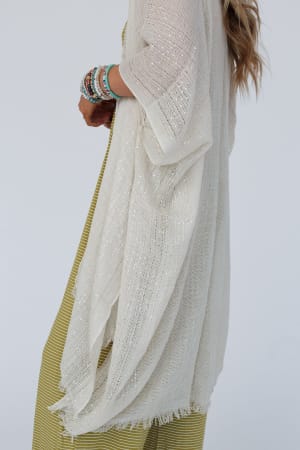 mikka-sequin-frayed-trim-kimono-natural/Natural