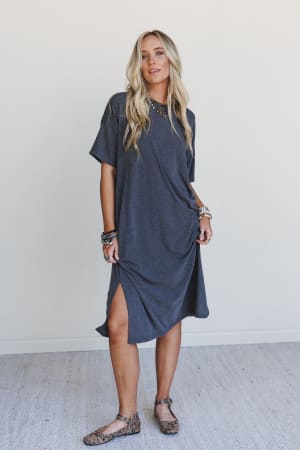 Hushed Glow Slit Midi Dress: undefined