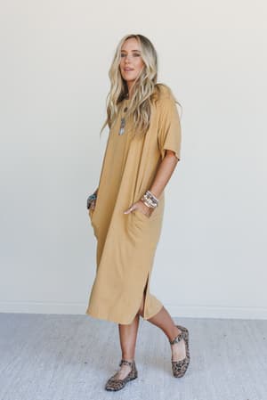 hushed-glow-slit-midi-dress-mustard/Mustard