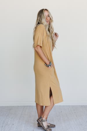 hushed-glow-slit-midi-dress-mustard/Mustard