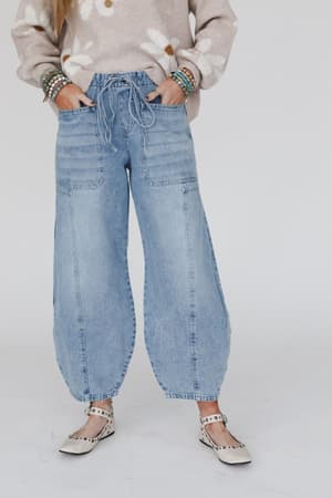 Above It All Barrel Jeans: undefined