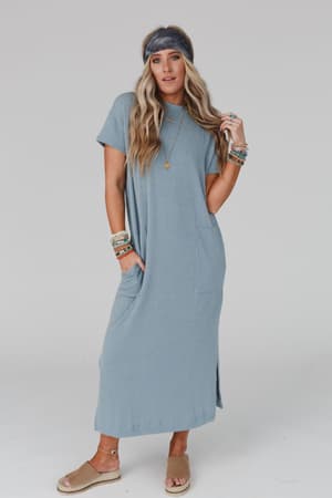 easy-days-maxi-slit-tee-dress-sea-foam/Sea Foam