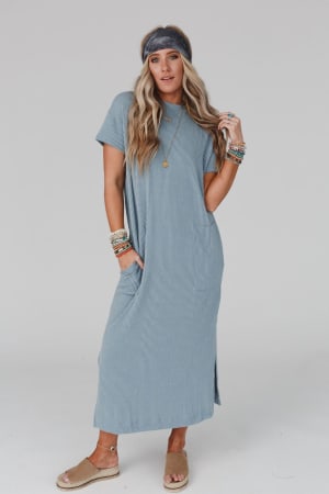 easy-days-maxi-slit-tee-dress-slate/Slate