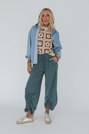 solie-cinched-pants-green-olive/Green Olive